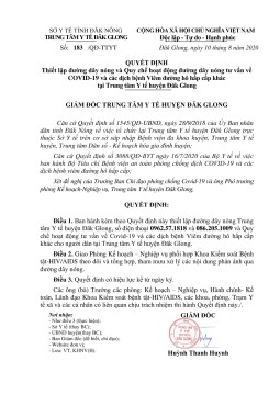 QUYẾT ĐỊNH THIẾT LẬP ĐƯỜNG DÂY NÓNG VÀ QUY CHẾ HOẠT ĐỘNG ĐƯỜNG DÂY NÓNG TƯ VẤN VỀ COVID_19 VÀ CÁC DỊCH BỆNH VIÊM ĐƯỜNG HÔ HẤP CẤP KHÁC TẠI  TRUNG TÂM Y TẾ HUYỆN ĐĂK GLONG