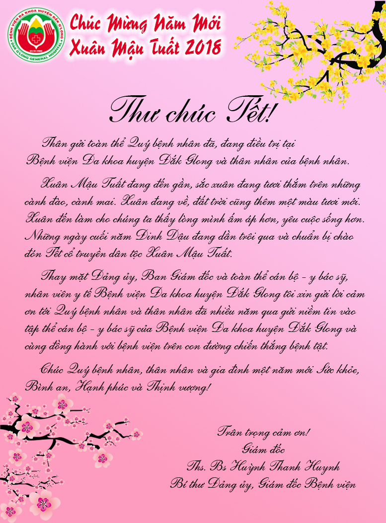Thư chúc Tết gửi Quý bệnh nhân